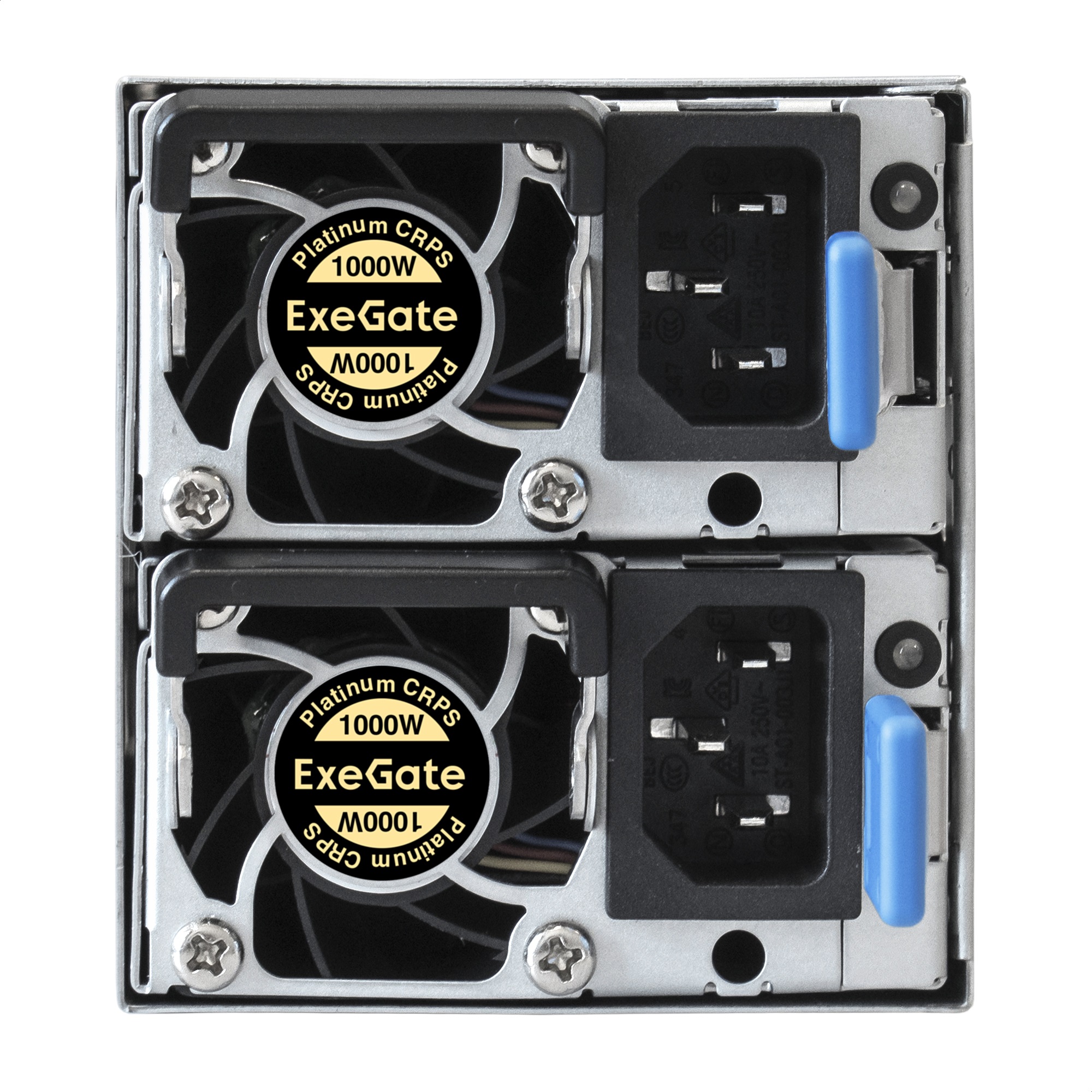 Серверный БП с резервированием 2U Redundant 2x1000W ExeGate Industrial-RTS1000 (APFC, КПД 94% (80 PLUS Platinum), 4 cm fan, 24pin, 2x(4+4)pin, 2PCIe, 2SATA, 6IDE, Cable Management)