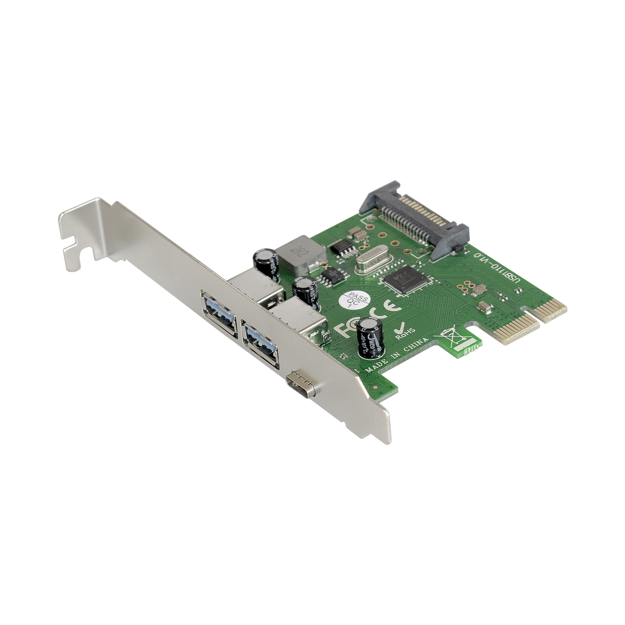 Контроллер ExeGate EXE-323 (PCI-E x1 v2.0, 2*USB3.0 ext. + 1*Type-C, разъем доп.питания, VIA Labs Chipset VL805)