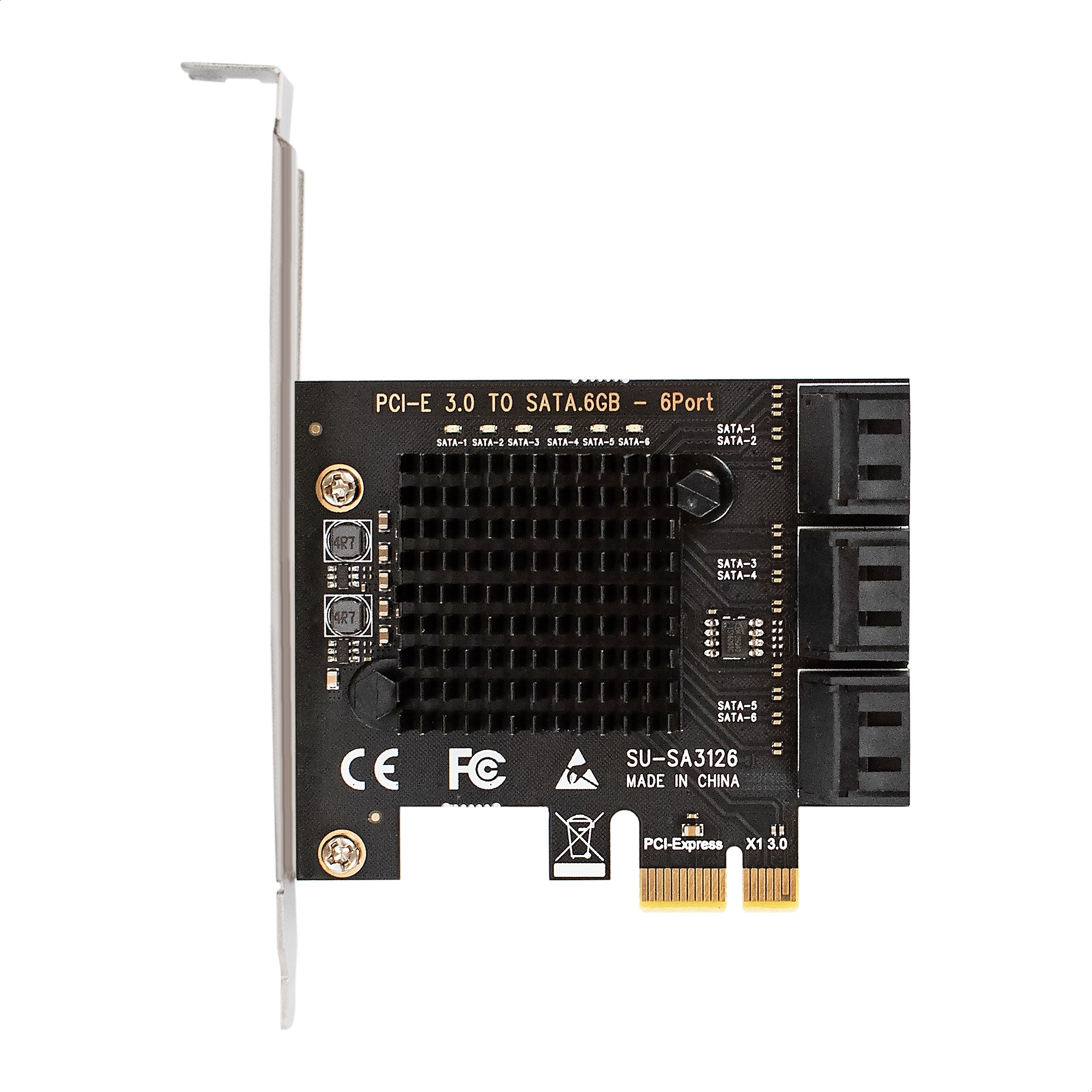 Контроллер ExeGate EXE-516 (PCI-E x1 v3.0, SATA3 6Gb/s, 6 int, ASMedia Chipset ASM1166)
