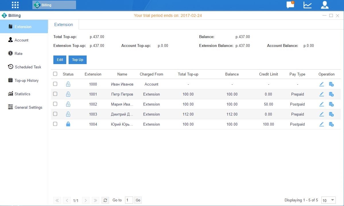 Billing для IP-АТС Yeastar