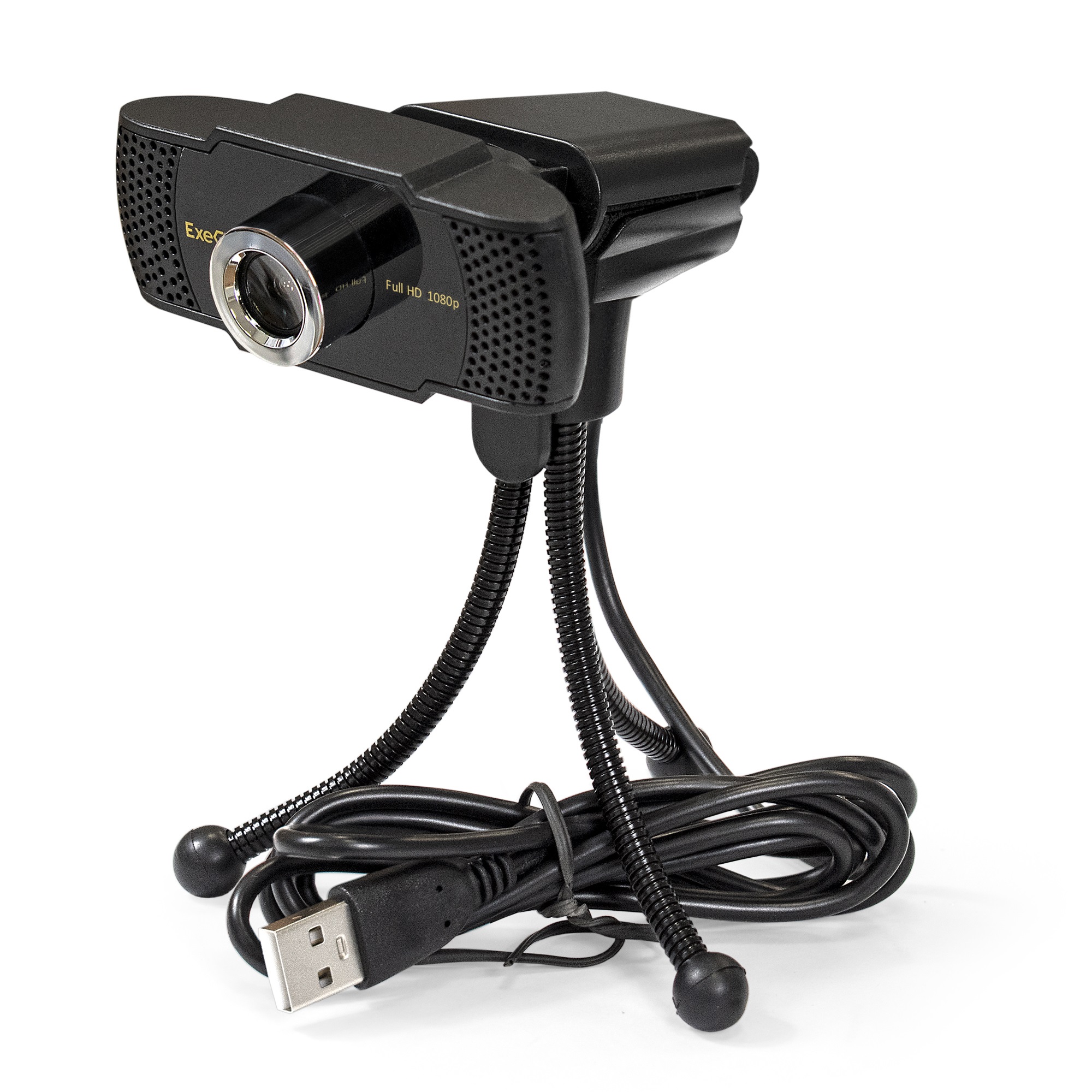 Веб-камера ExeGate BusinessPro C922 Full HD Tripod (матрица 1/3" 2 Мп, 1920х1080, 1080P, 30fps, 4-линзовый объектив, USB, ручной фокус, микрофон с шумоподавлением, универсальное крепление, штатив Flex в комплекте, кабель 1,5 м, Windows® 7/8/10/11, Mac OS 