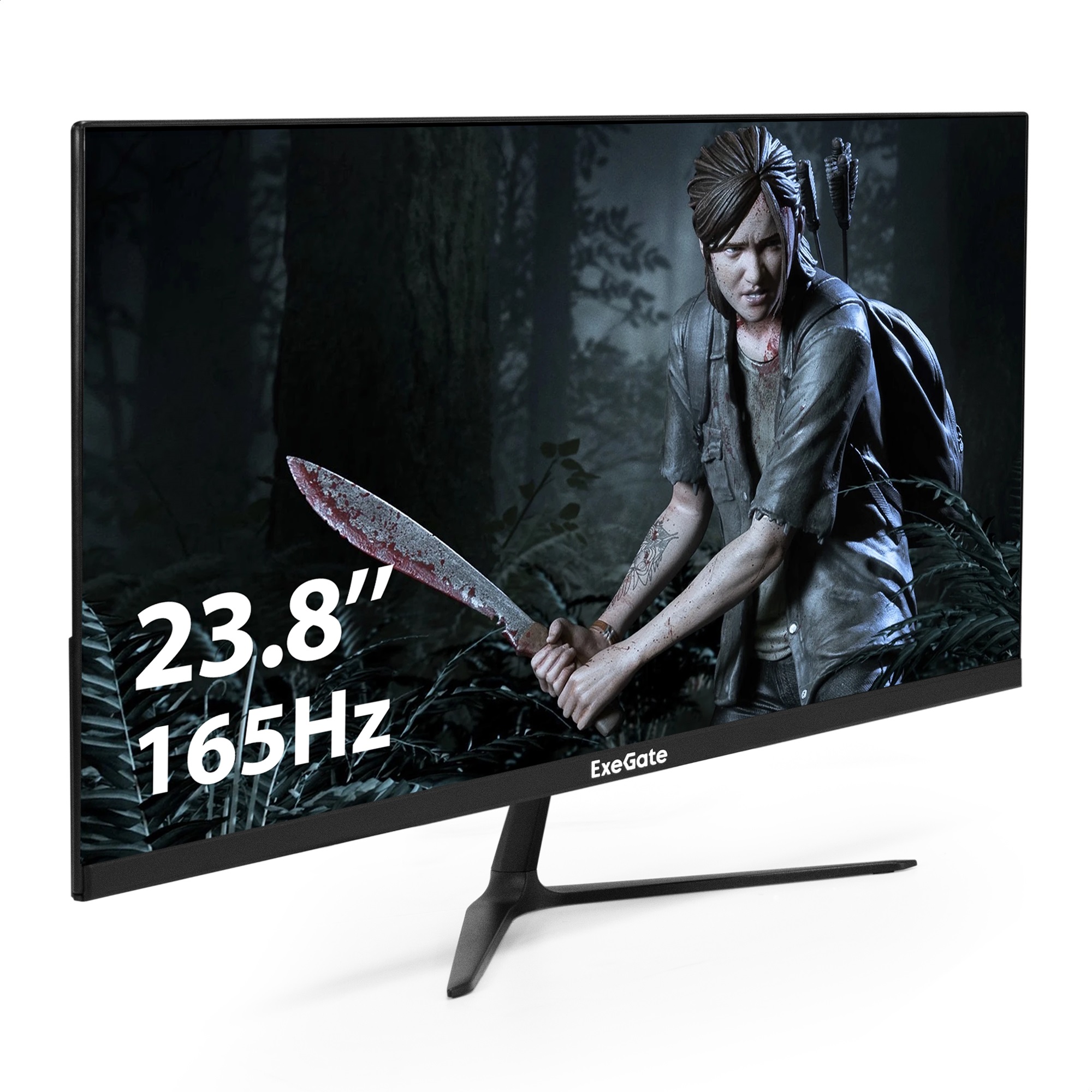 Монитор игровой 165 Гц 23.8" ExeGate Combat EG2407C (IPS LED Grade A+, FHD, 1920x1080@165Гц, 16:9, 300cd/m2, 1000:1, 178°/178°, 1ms, HDMI, DisplayPort, аудио-выход, Flicker-free, FreeSync, Low Blue Light, кабель HDMI 1.5м, VESA, регулировка наклона экрана