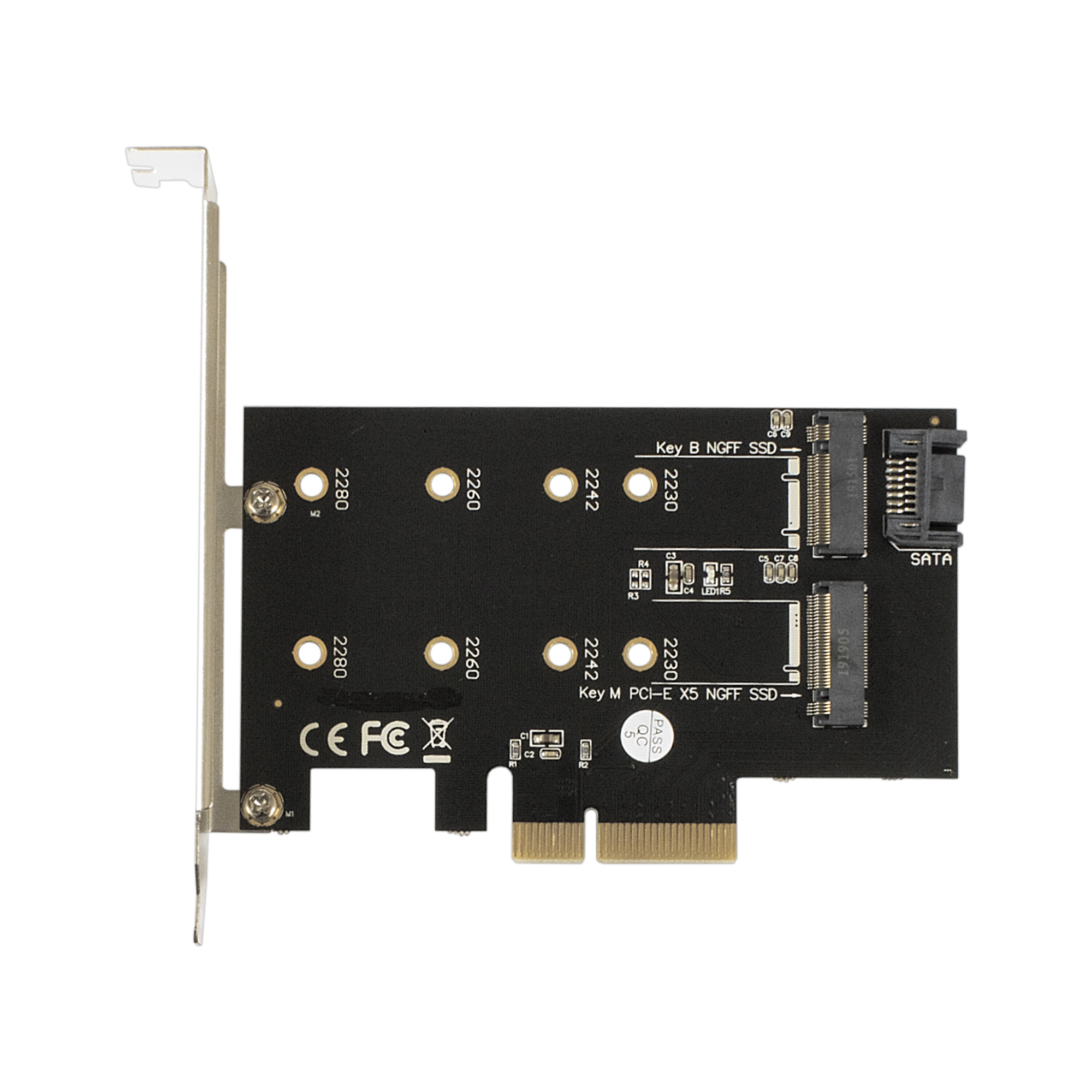 Переходник ExeGate EXE-509 (M.2 B key -> SATA + M.2 M Key -> PCI-E x4, для установки SSD M.2 B key и M key в слот PCI-E)