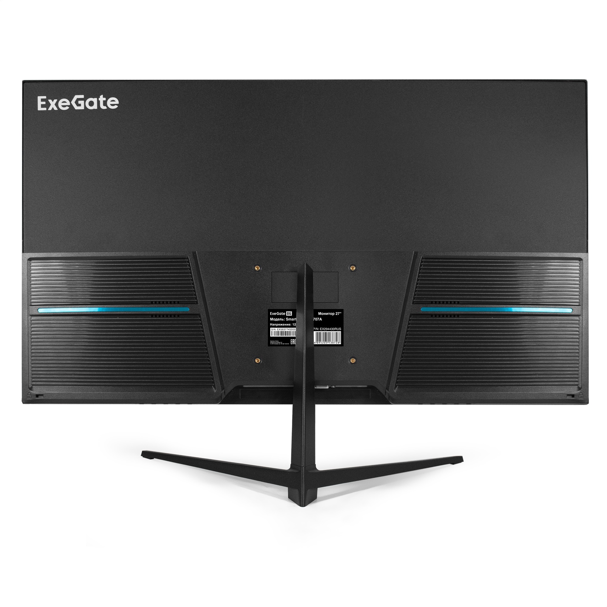 Монитор безрамочный с аудио 27" ExeGate SmartView ES2707A (IPS LED Grade A+, FHD, 1920x1080@75Гц, 16:9, 250cd/m2, 1000:1, 178°/178°, 5ms, Speakers, D-Sub, HDMI2.0, DisplayPort, Audio-out, USB, Flicker-free, Low Blue Light, кабель HDMI 1.5м, VESA, регулиро