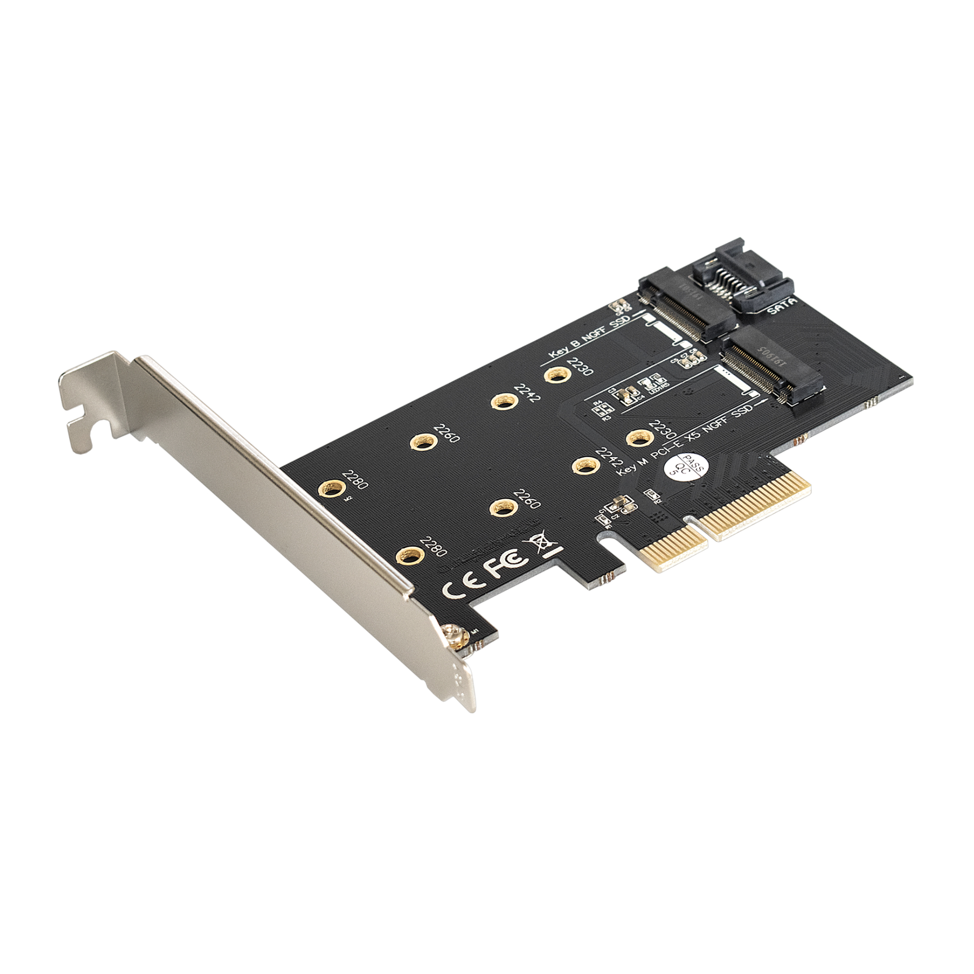Переходник ExeGate EXE-509 (M.2 B key -> SATA + M.2 M Key -> PCI-E x4, для установки SSD M.2 B key и M key в слот PCI-E)