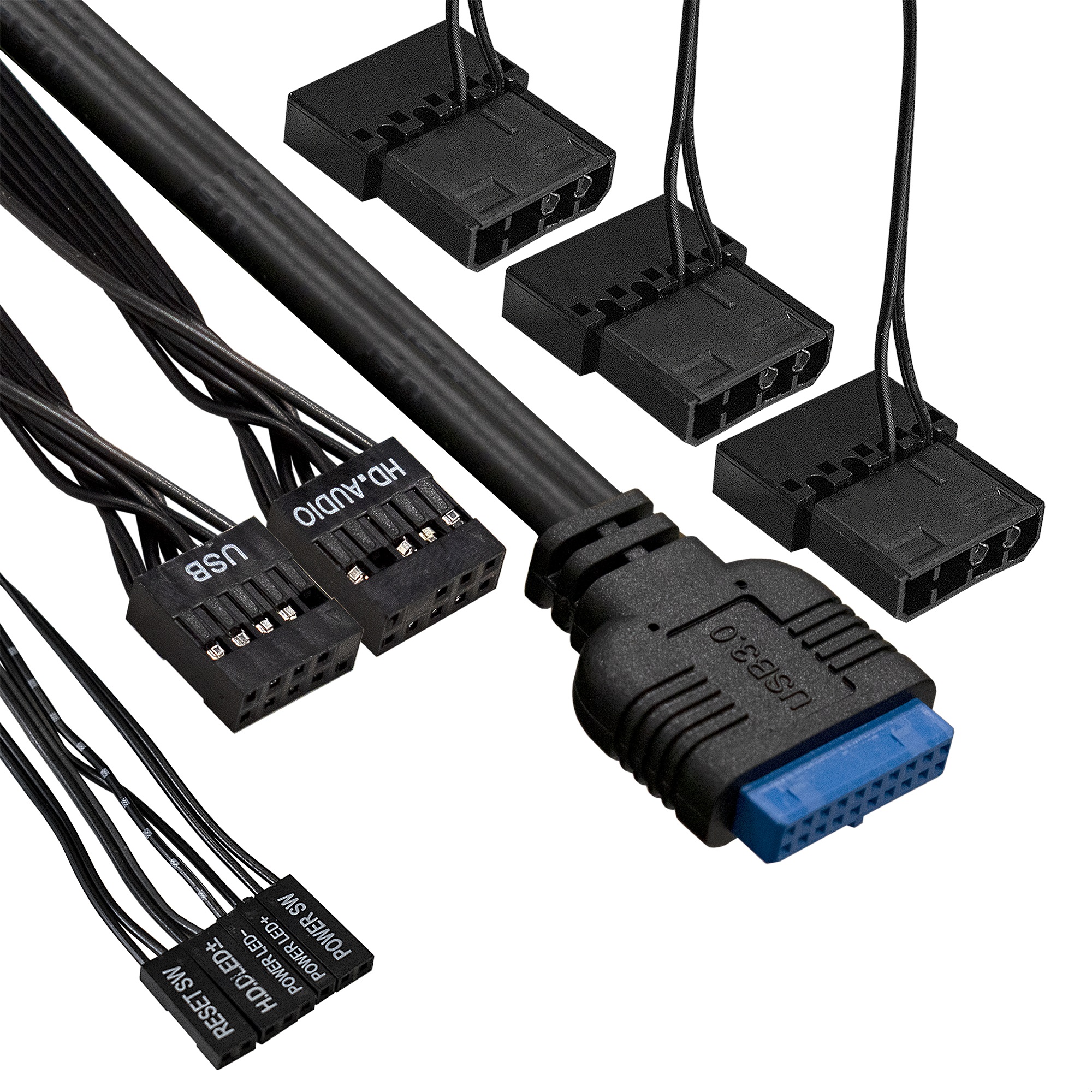 Корпус Miditower ExeGate EVO-9205-NPX500 (ATX, БП 500NPX с вент. 12 см, с окном, 1*USB+1*USB3.0, аудио, черный, 3 вент. 12см с RGB подсветкой)