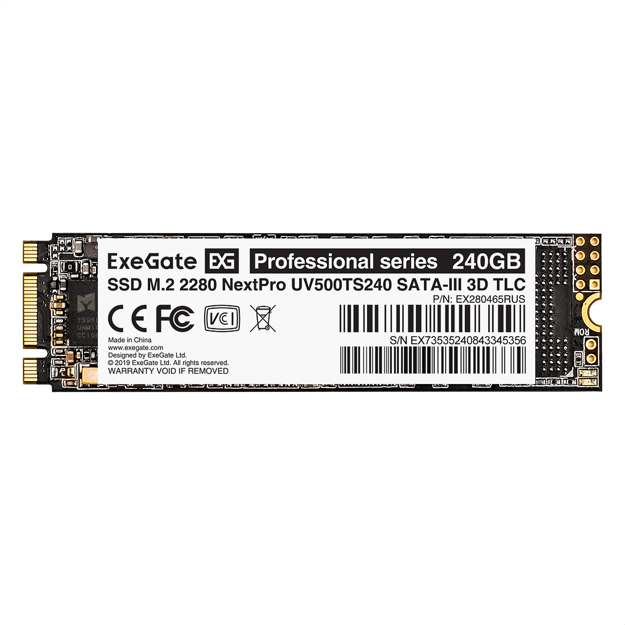 Накопитель SSD M.2 2280 240GB ExeGate NextPro UV500TS240 (SATA-III, 22x80mm, 3D TLC)