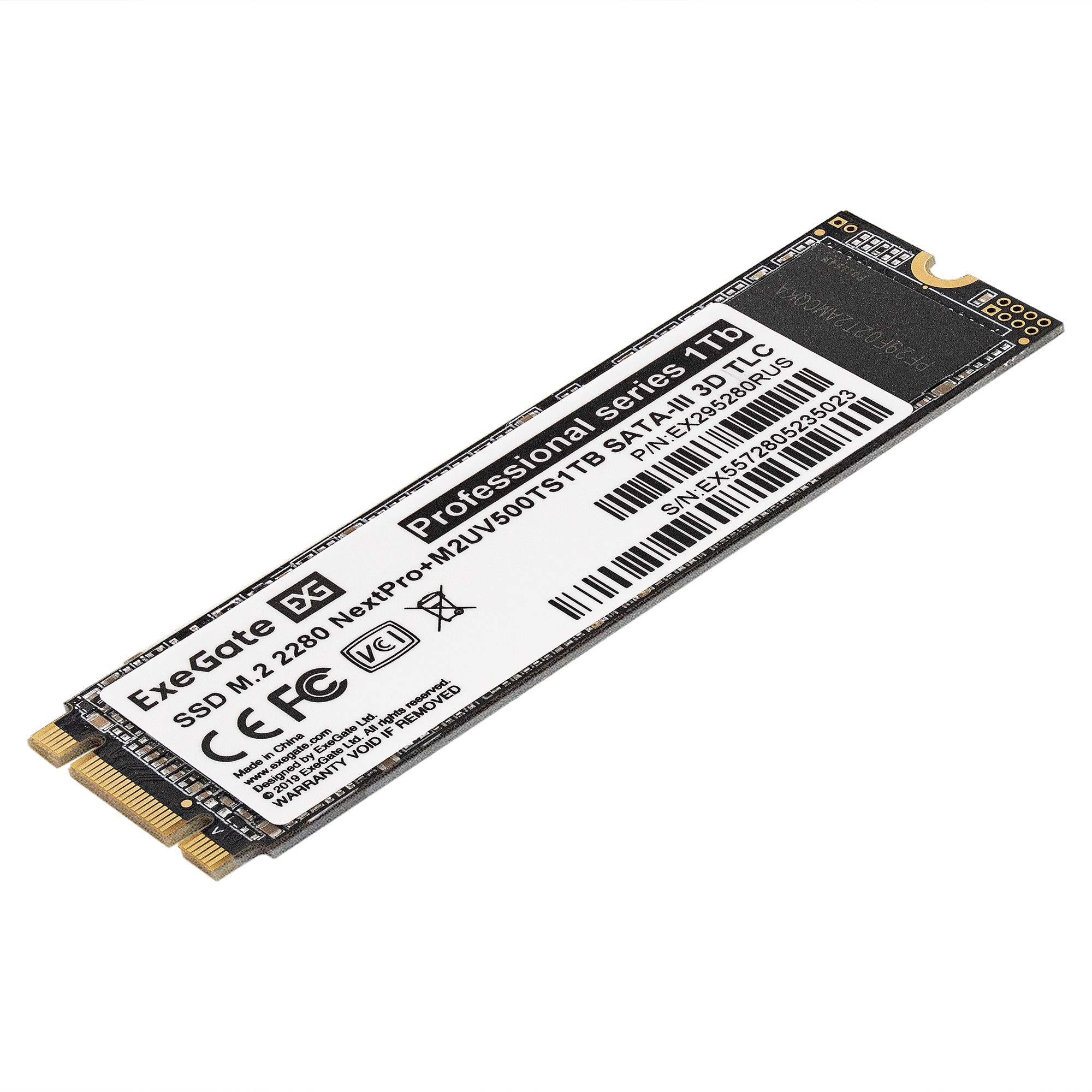 Накопитель SSD M.2 2280 1Tb ExeGate NextPro+ M2UV500TS1TB (SATA-III, 22x80mm, 3D TLC)
