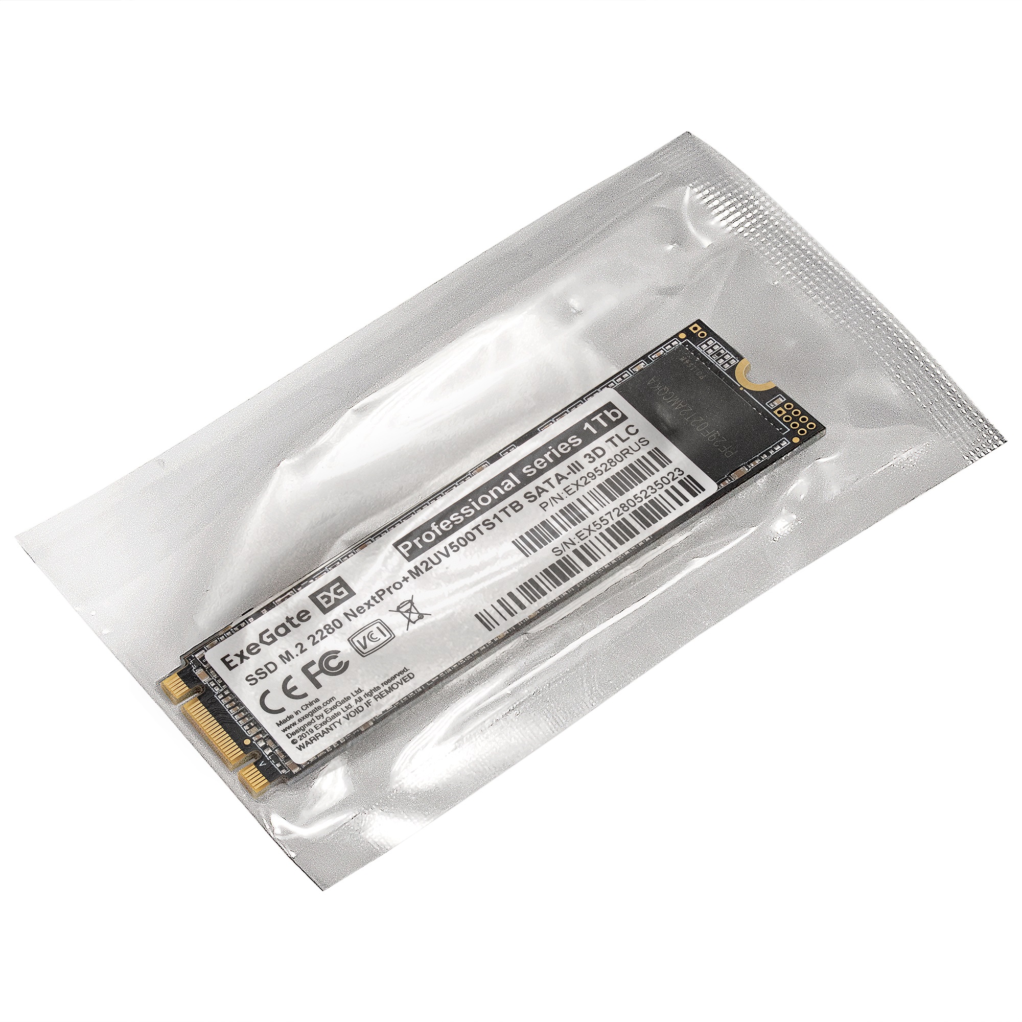 Накопитель SSD M.2 2280 1Tb ExeGate NextPro+ M2UV500TS1TB (SATA-III, 22x80mm, 3D TLC)