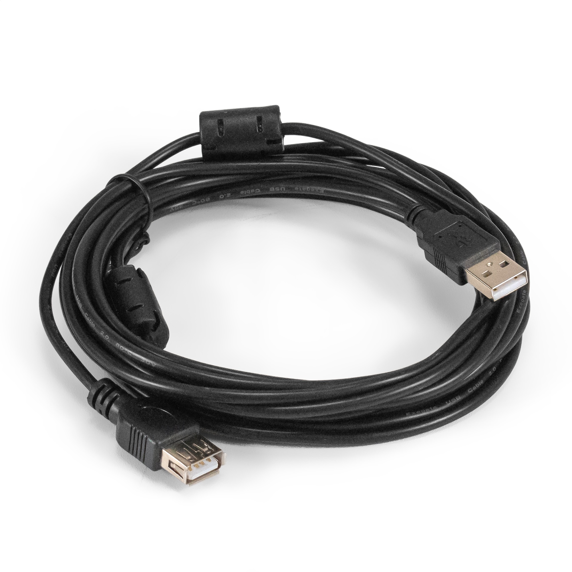 Удлинитель USB 2.0 ExeGate EX-CCF-USB2-AMAF-4.5F (Am/Af, позолоченные контакты, ферритовые кольца, 4,5м)