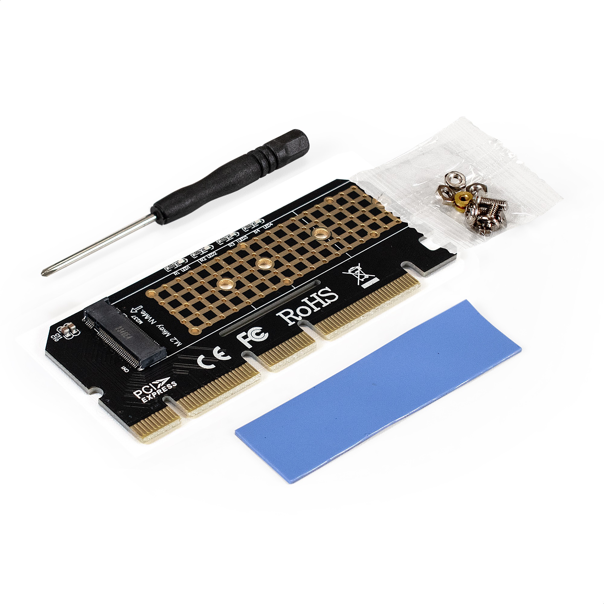 Переходник ExeGate EXE-529 (M.2 M key -> PCI-E x16 rev.3.0, для установки SSD M.2 M key в слот PCI-E x16, x8 или x4)