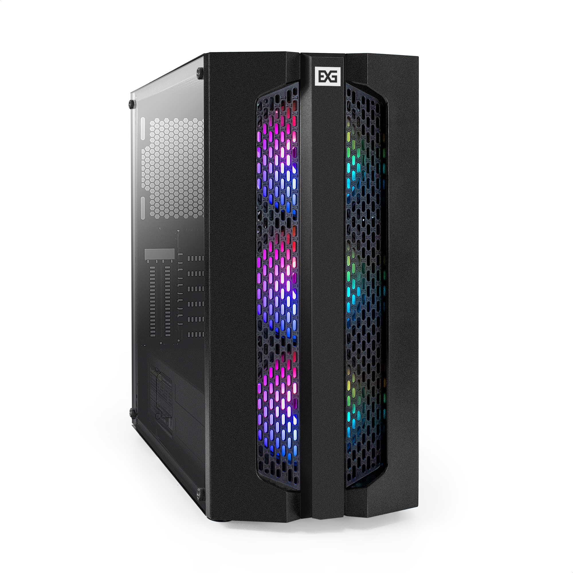 Корпус Miditower ExeGate EVO-9205-NPX500 (ATX, БП 500NPX с вент. 12 см, с окном, 1*USB+1*USB3.0, аудио, черный, 3 вент. 12см с RGB подсветкой)