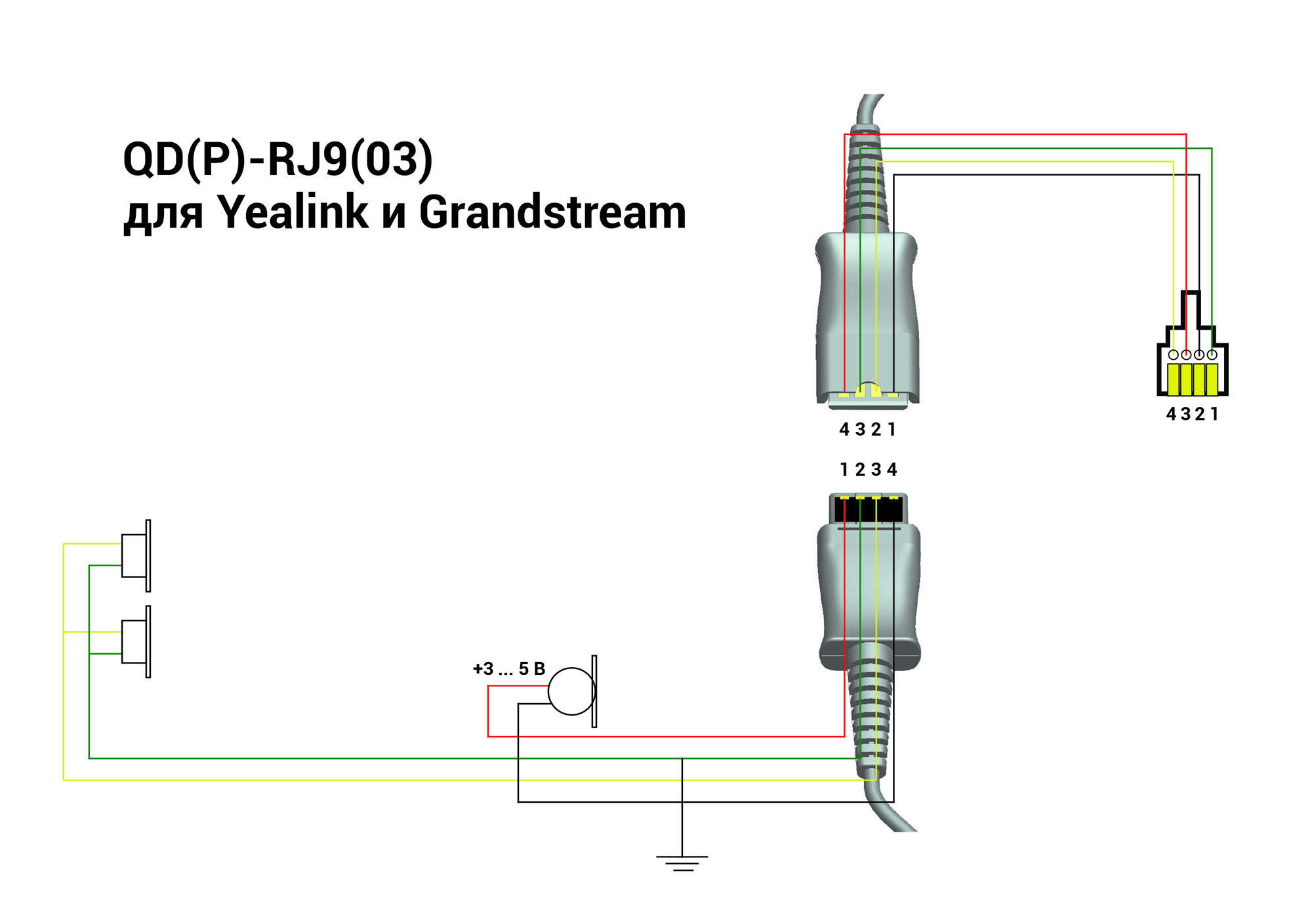 Шнур-переходник VT QD(P)-RJ9(03)