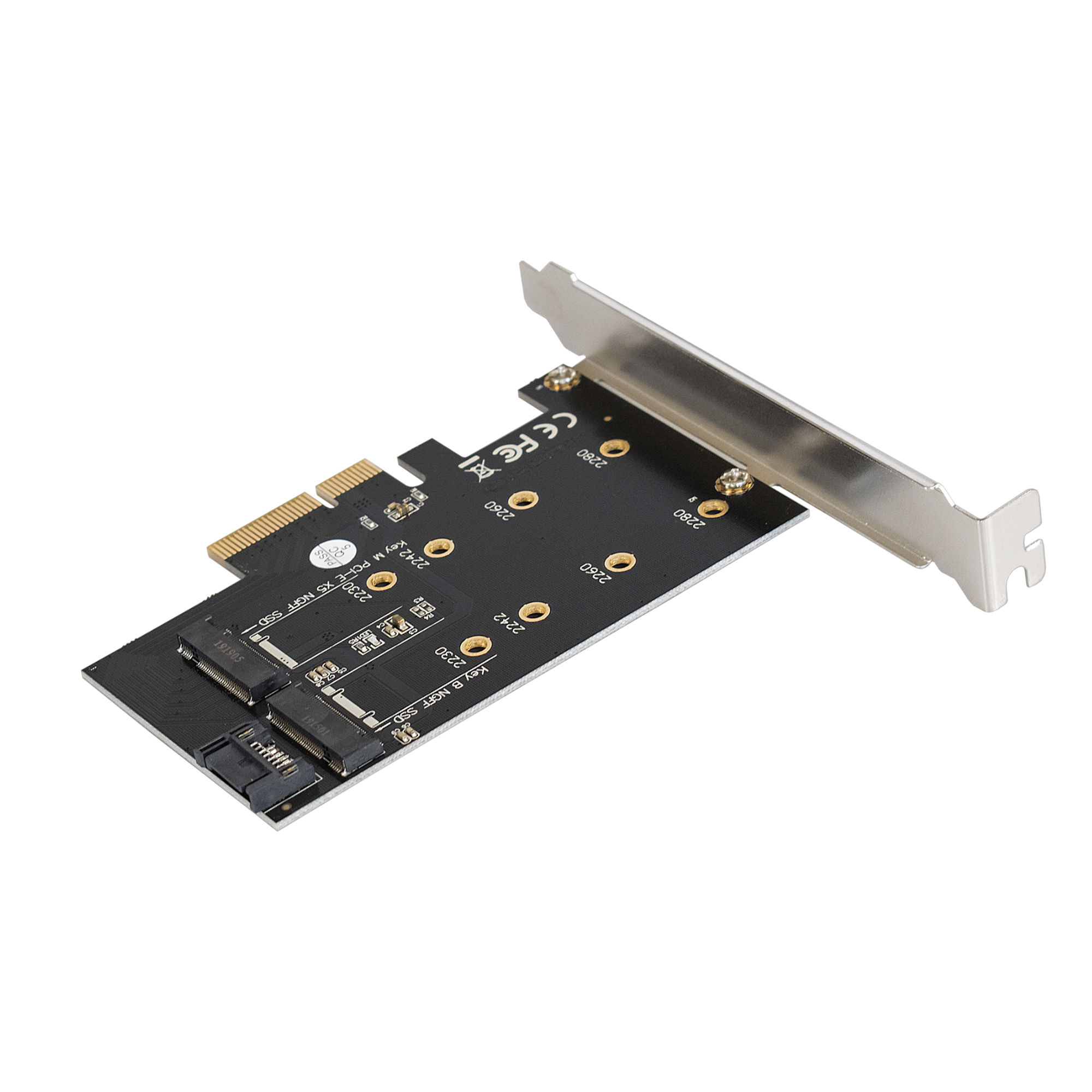 Переходник ExeGate EXE-509 (M.2 B key -> SATA + M.2 M Key -> PCI-E x4, для установки SSD M.2 B key и M key в слот PCI-E)