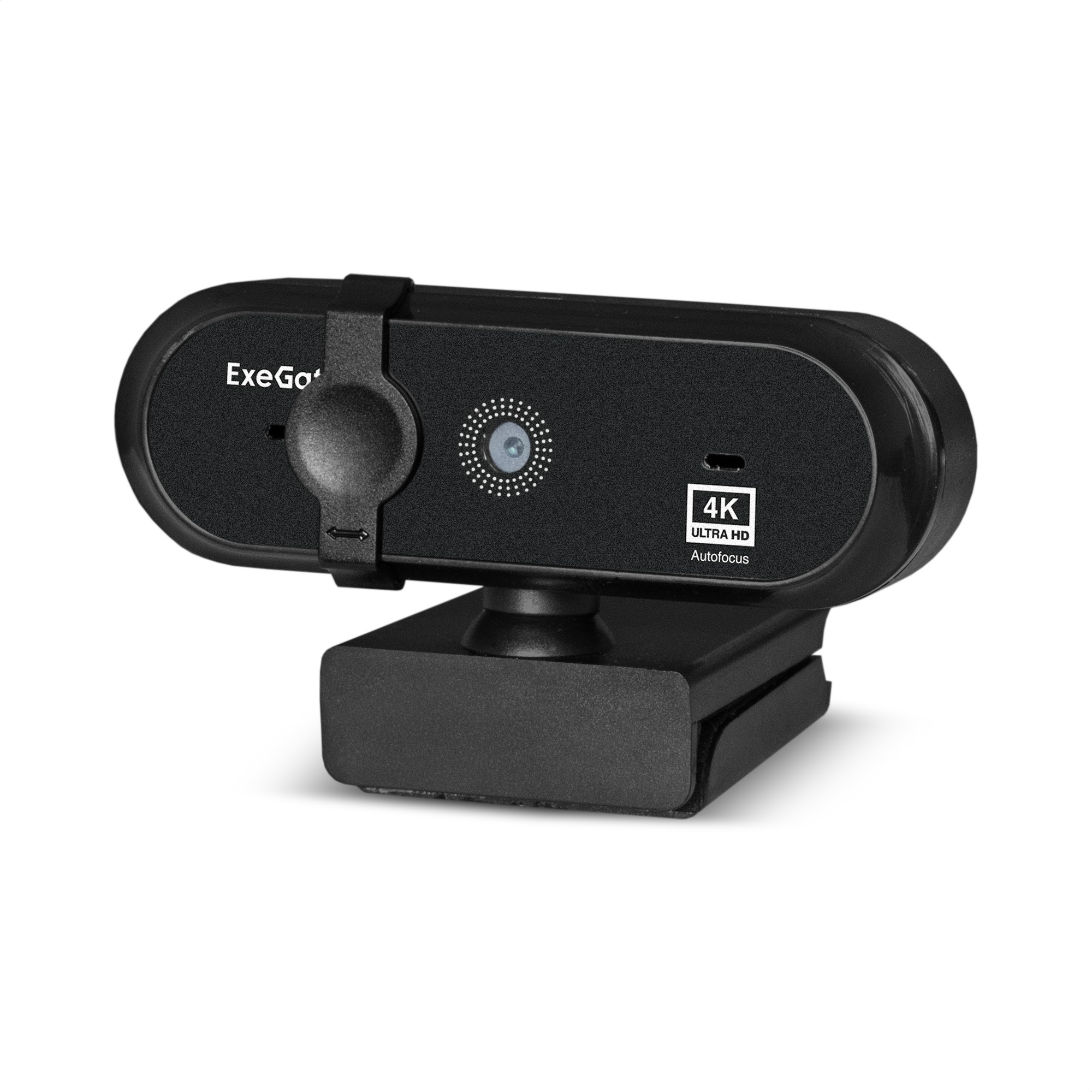 Веб-камера ExeGate Stream HD 4K UHD T-Tripod (матрица 1/3" 8 Мп, 3840x2160, 32fps, 4-линзовый объектив (стекло), автофокус, шторка, USB, стерео микрофон с шумоподавлением, универсальное крепление, телескопический штатив Tripod Tele Ball, кабель 1,5 м, Win