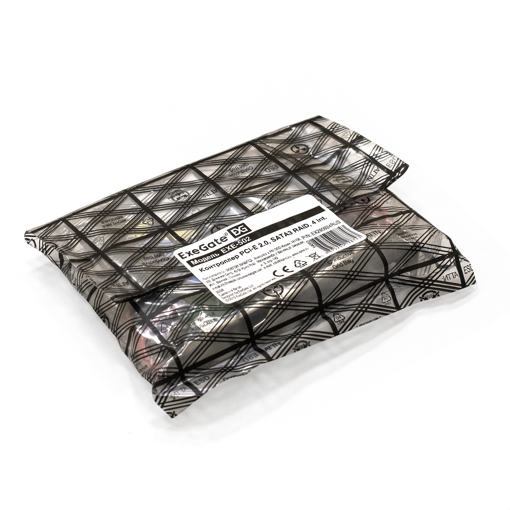 Контроллер ExeGate EXE-502 (PCI-E x2 v2.0, SATA3 RAID, 4 int., Marvell Chipset 88SE9230)