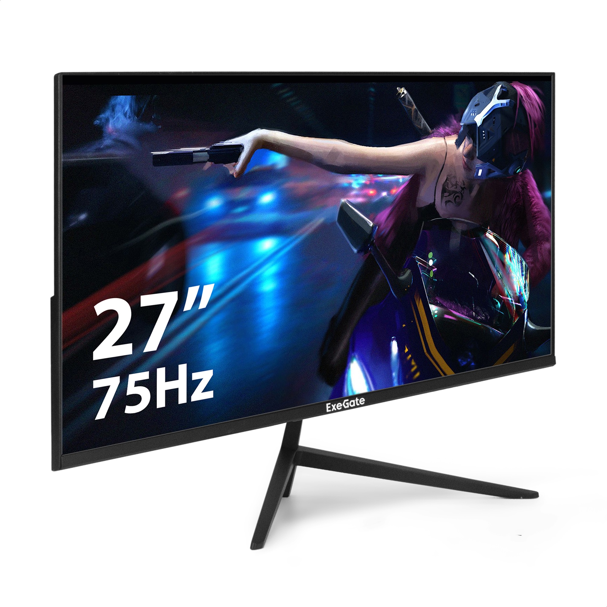 Монитор безрамочный с аудио выходом 27" ExeGate SmartView ES2707CA (IPS LED Grade A+, 2K, 2560x1440@75Гц (WQHD), 16:9, 300cd/m2, 1000:1, 178°/178°, 1ms, HDMI, DisplayPort, USB, Audio-out, RGB-подсветка, FreeSync, Flicker-free, Low Blue Light, кабель HDMI 