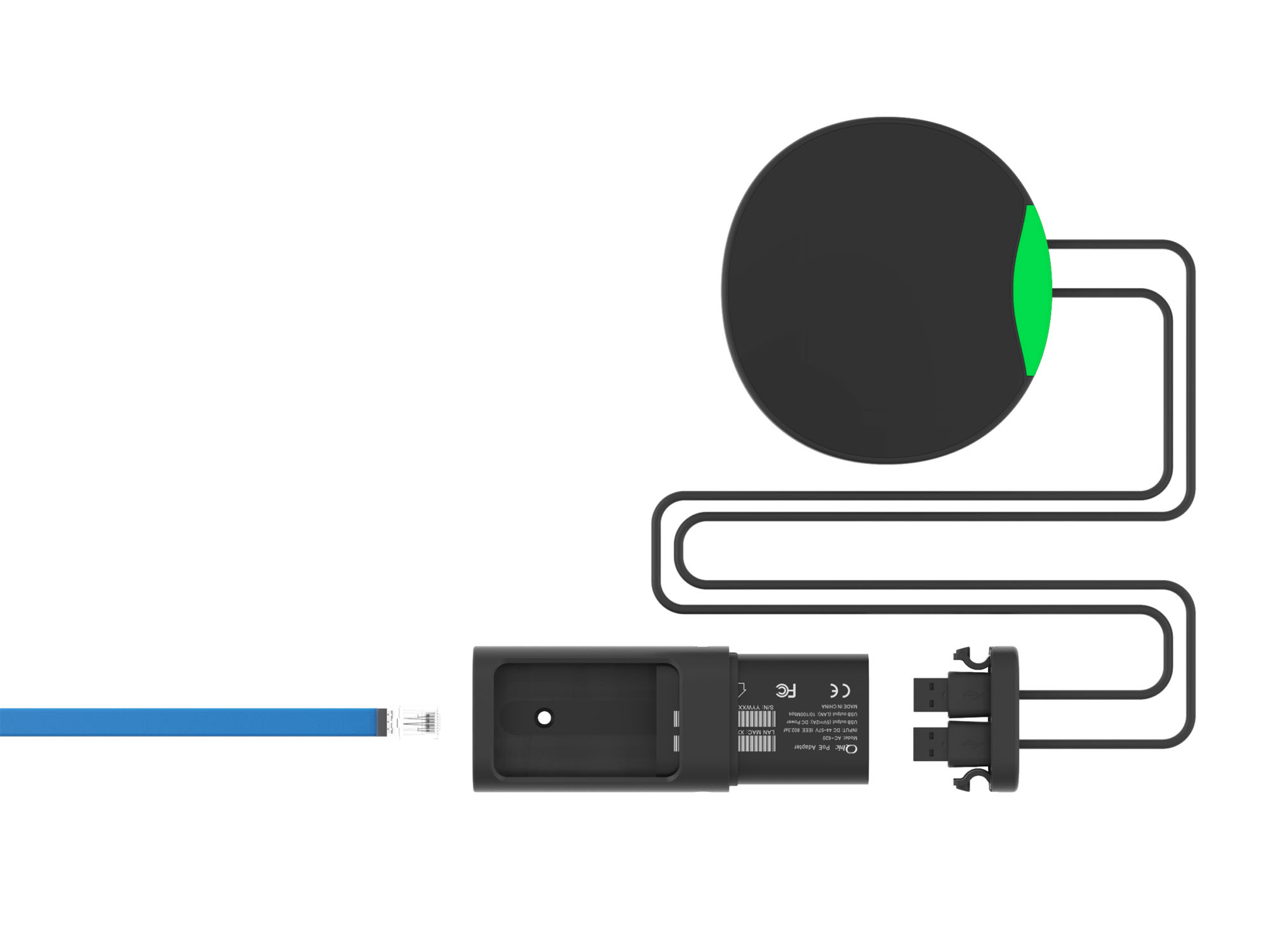 Qbic AC-620, POE-адаптер для TD-0350, RJ45, USBx2