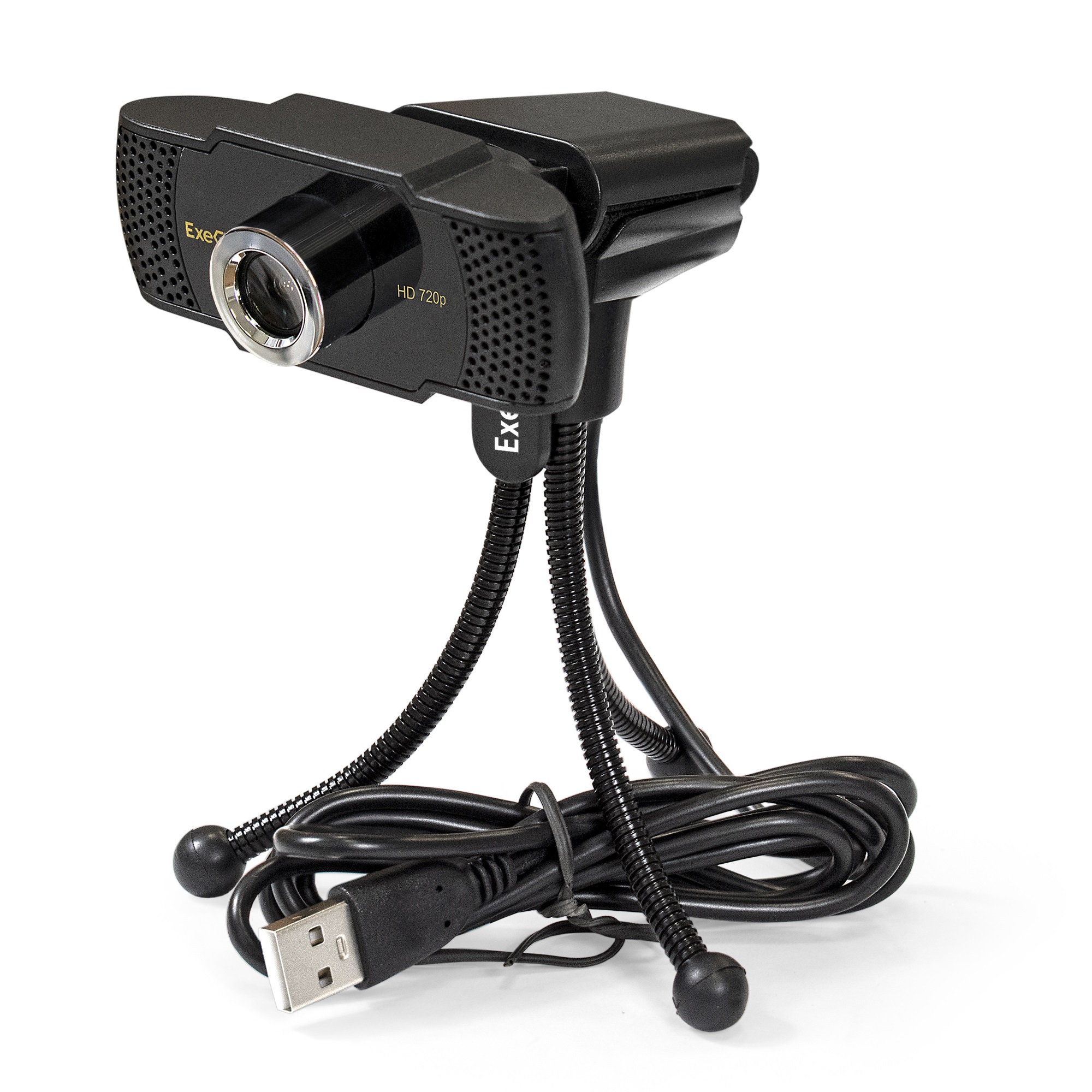 Веб-камера ExeGate BusinessPro C922 HD Tripod (матрица 1/3" 1,3 Мп, 1280х720, 720P, 30fps, 4-линзовый объектив, USB, ручной фокус, микрофон с шумоподавлением, универсальное крепление, штатив Flex в комплекте, кабель 1,5 м, Windows® 7/8/10/11, Mac OS 10.6 