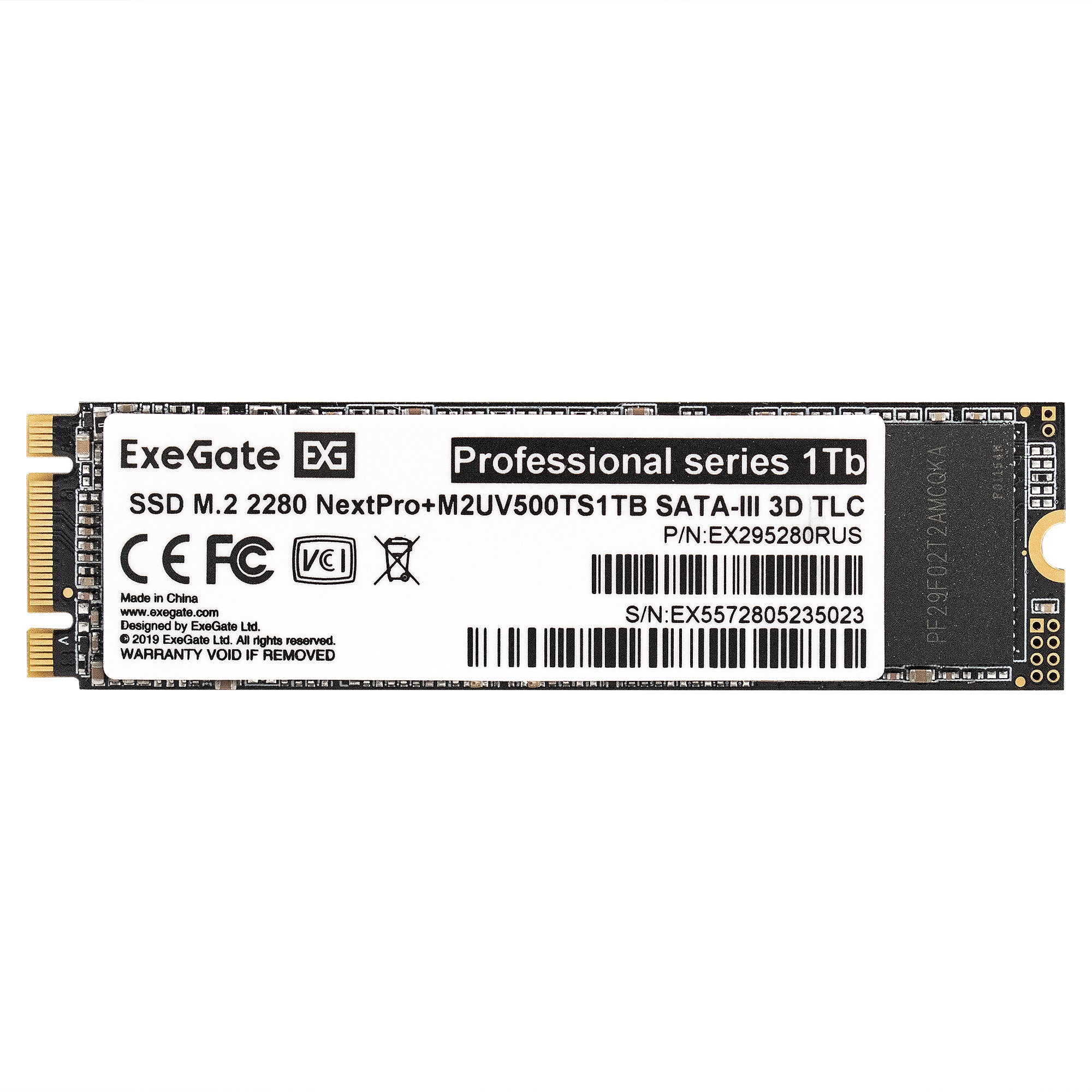 Накопитель SSD M.2 2280 1Tb ExeGate NextPro+ M2UV500TS1TB (SATA-III, 22x80mm, 3D TLC)