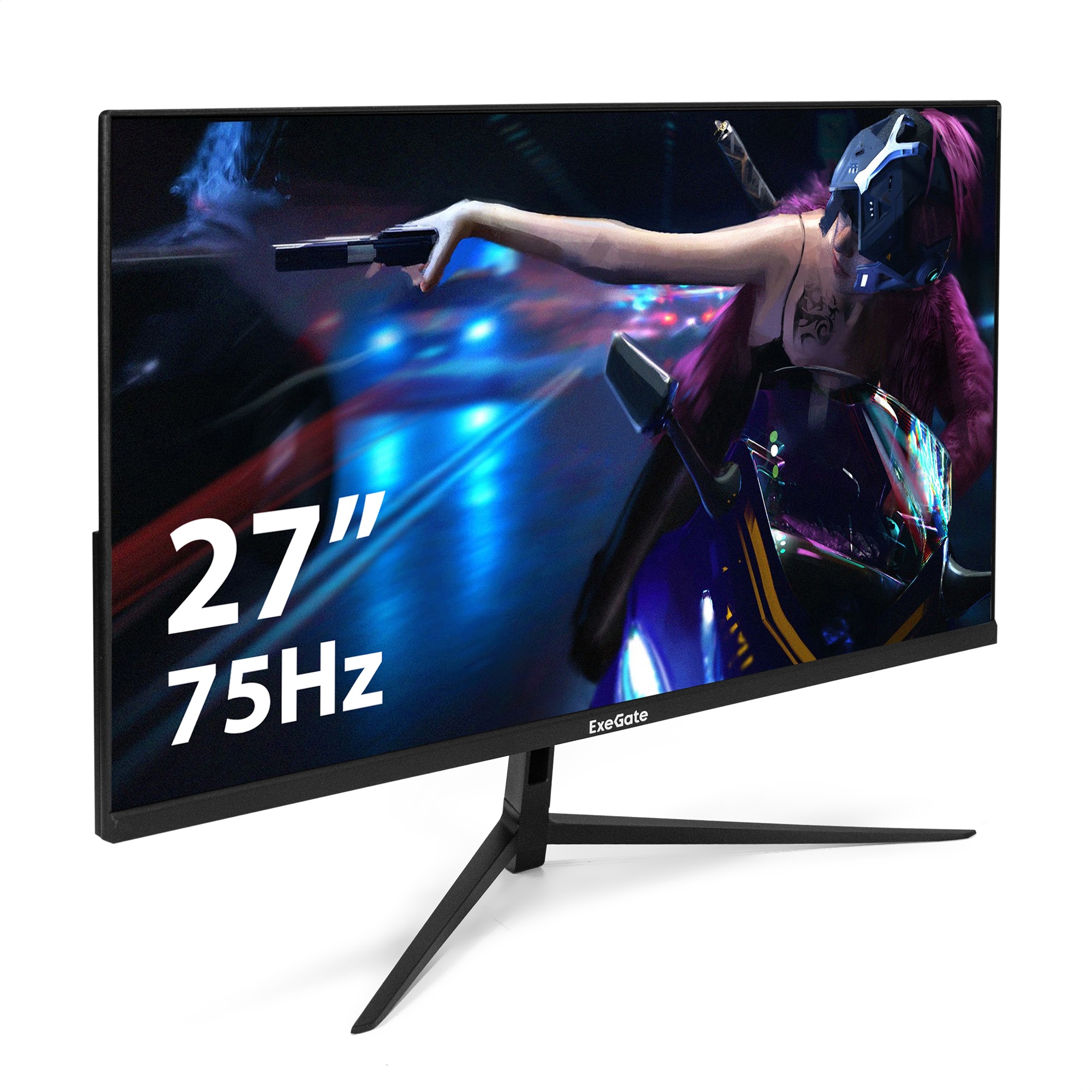 Монитор безрамочный с аудио 27" ExeGate SmartView ES2707A (IPS LED Grade A+, FHD, 1920x1080@75Гц, 16:9, 250cd/m2, 1000:1, 178°/178°, 5ms, Speakers, D-Sub, HDMI2.0, DisplayPort, Audio-out, USB, Flicker-free, Low Blue Light, кабель HDMI 1.5м, VESA, регулиро