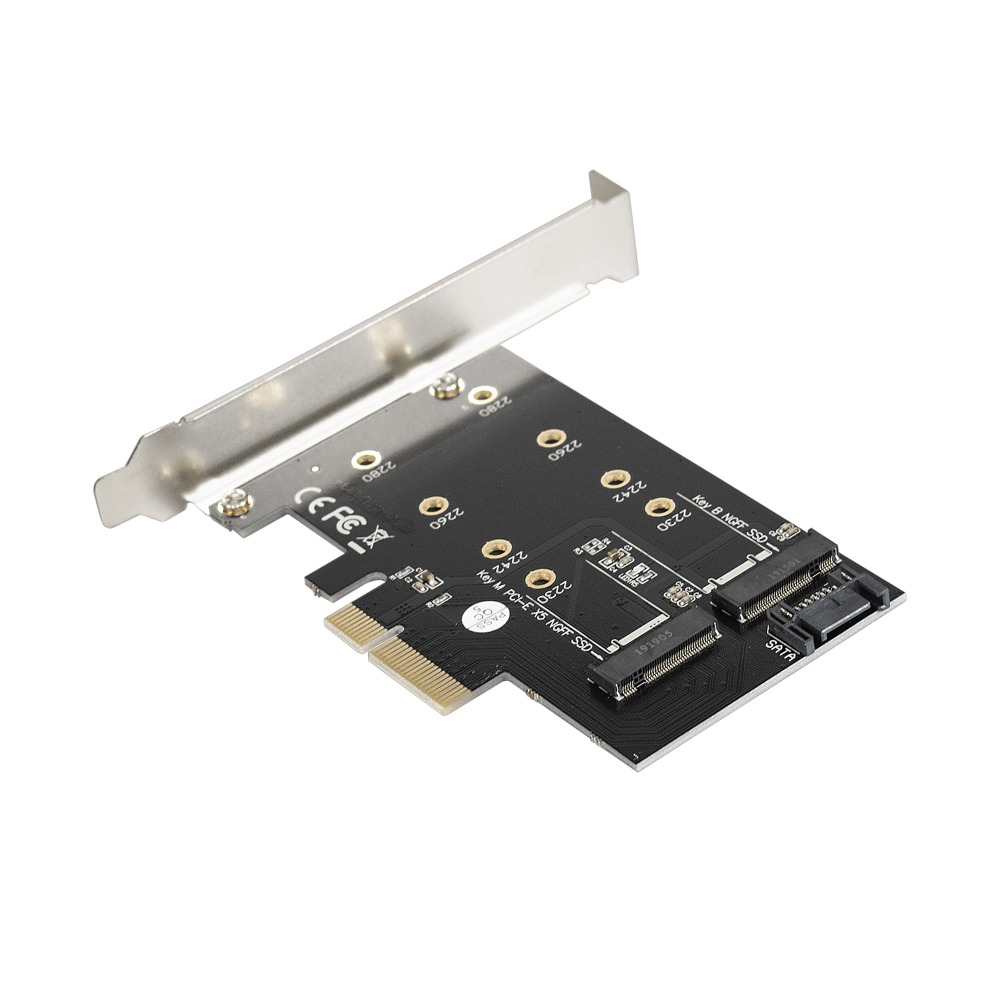 Переходник ExeGate EXE-509 (M.2 B key -> SATA + M.2 M Key -> PCI-E x4, для установки SSD M.2 B key и M key в слот PCI-E)
