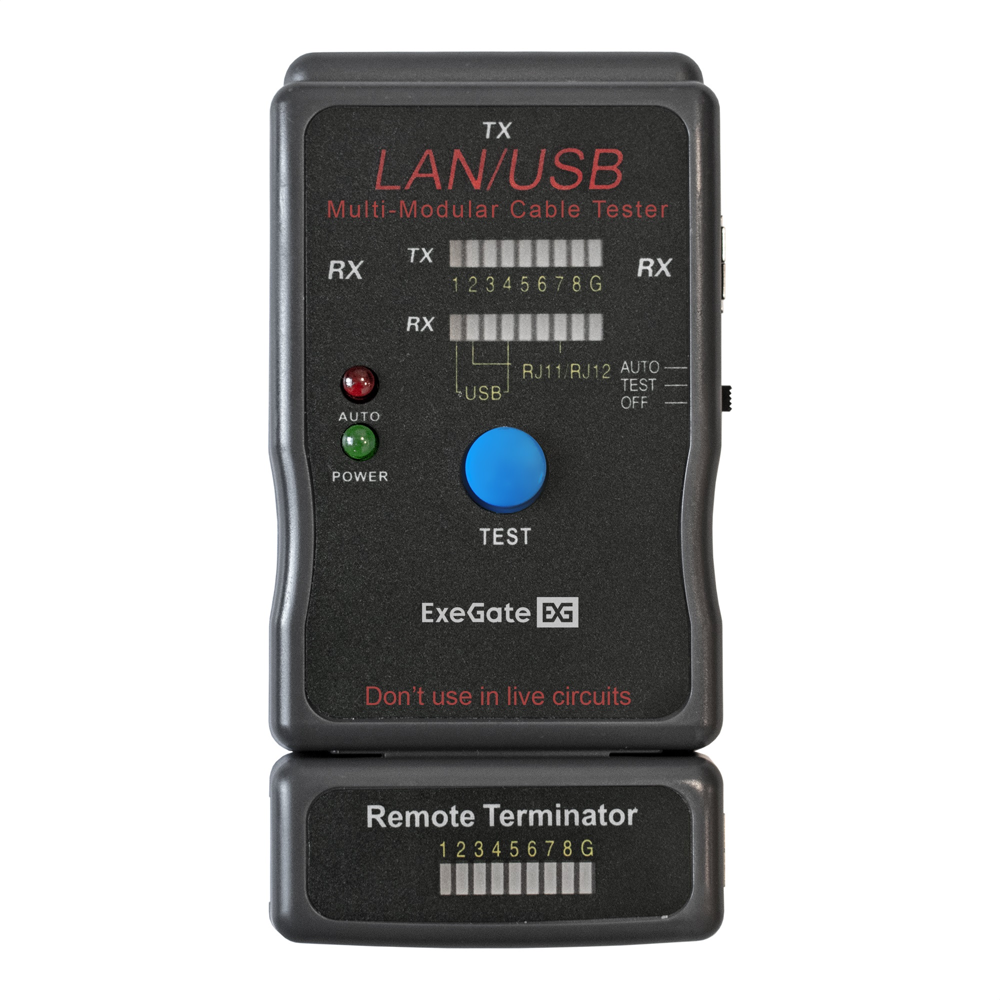 Тестер сетевой ExeGate EX-T5448 для RJ-45/RJ-11/RJ-12/USB