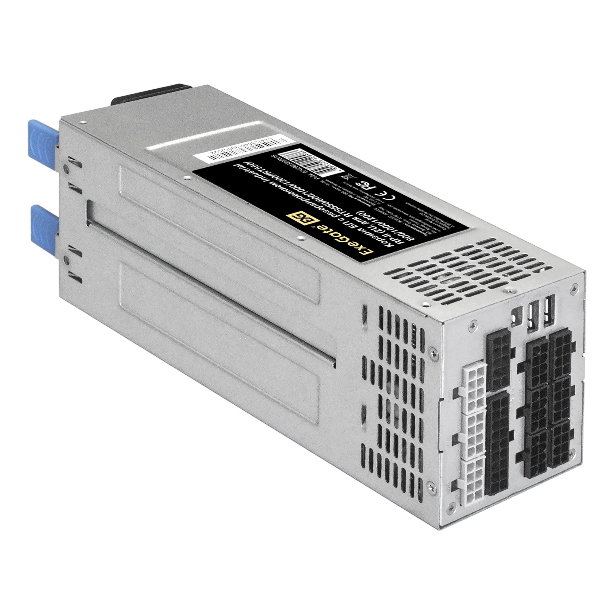 Серверный БП с резервированием 2U Redundant 2x550W ExeGate Industrial-RTS550 (APFC, КПД 94% (80 PLUS Platinum), 4 cm fan, 24pin, 2x(4+4)pin, 2PCIe, 2SATA, 6IDE, Cable Management)