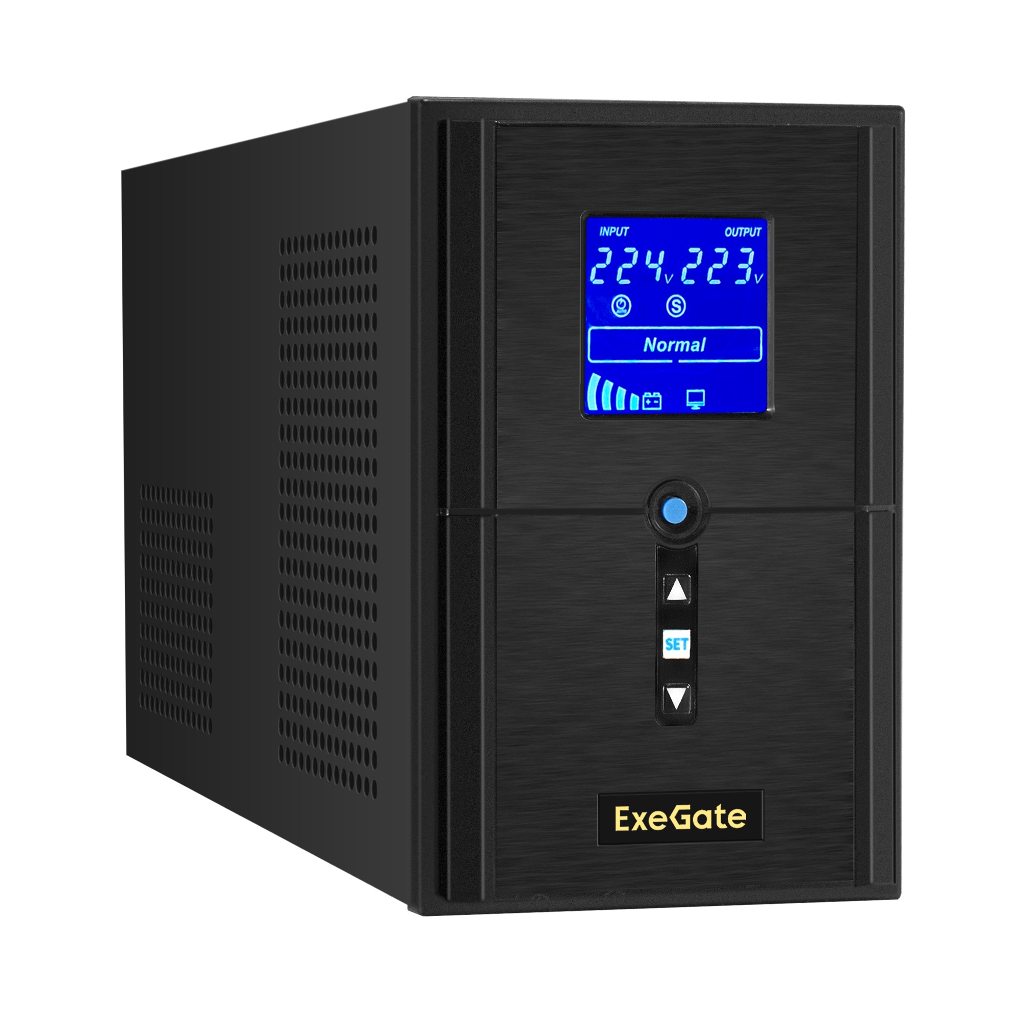 ИБП (инвертор, синус, для котла) ExeGate SineTower SN-1000.LCD.AVR.2SH.1C13.USB <1000VA/800W, чистая синусоида, LCD дисплей, AVR, 2*Schuko+1*C13, USB, линейно-интерактивный, Black>