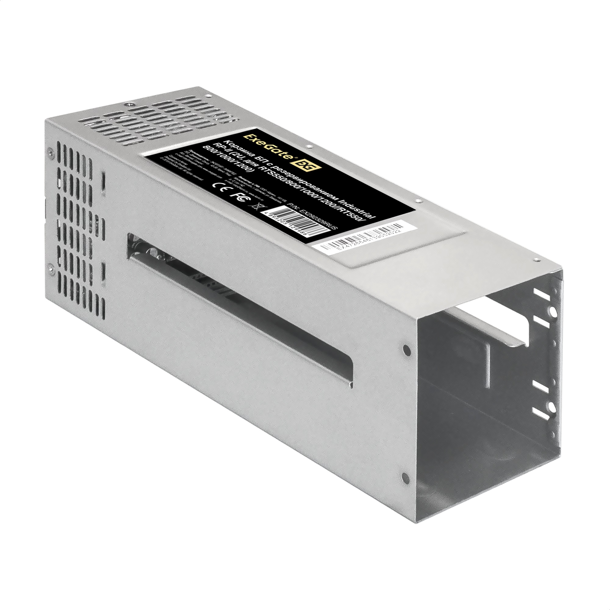 Серверный БП с резервированием 2U Redundant 2x550W ExeGate Industrial-RTS550 (APFC, КПД 94% (80 PLUS Platinum), 4 cm fan, 24pin, 2x(4+4)pin, 2PCIe, 2SATA, 6IDE, Cable Management)